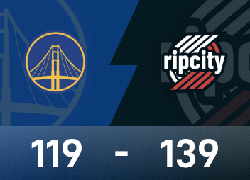 NBA 경기보고 : 양한센 2득점 1리바운드 2블록, 트레일블레이저스 139-119 워리어스